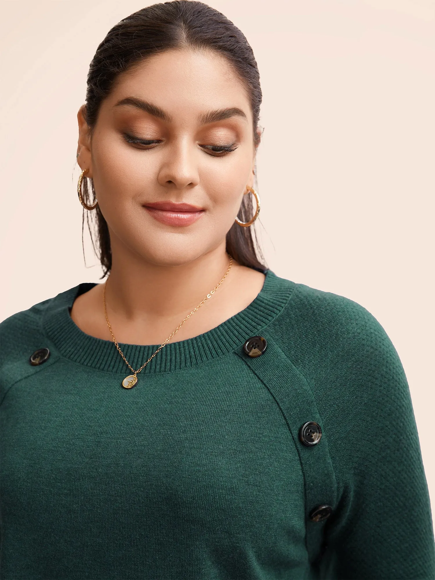 Supersoft Essentials Button Detail Raglan Sleeve Pullover sold by Bloomchic product image thumbnail 2