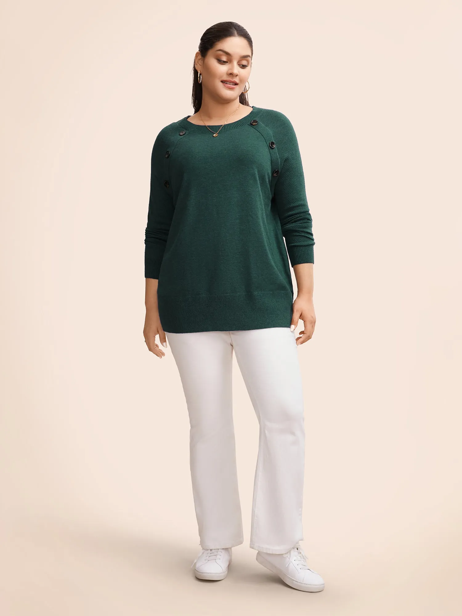 Supersoft Essentials Button Detail Raglan Sleeve Pullover sold by Bloomchic product image thumbnail 5