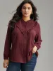 Stand Collar Solid Gathered Frill Trim Blouse sold by Bloomchic