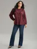 Stand Collar Solid Gathered Frill Trim Blouse sold by Bloomchic