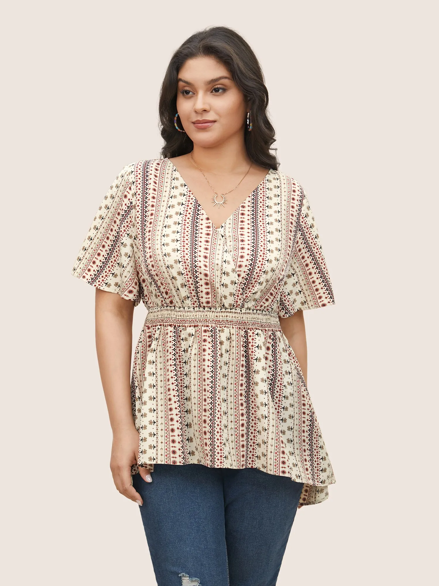 Ditsy Floral Surplice Neck Shirred Blouse sold by Bloomchic product image thumbnail 2