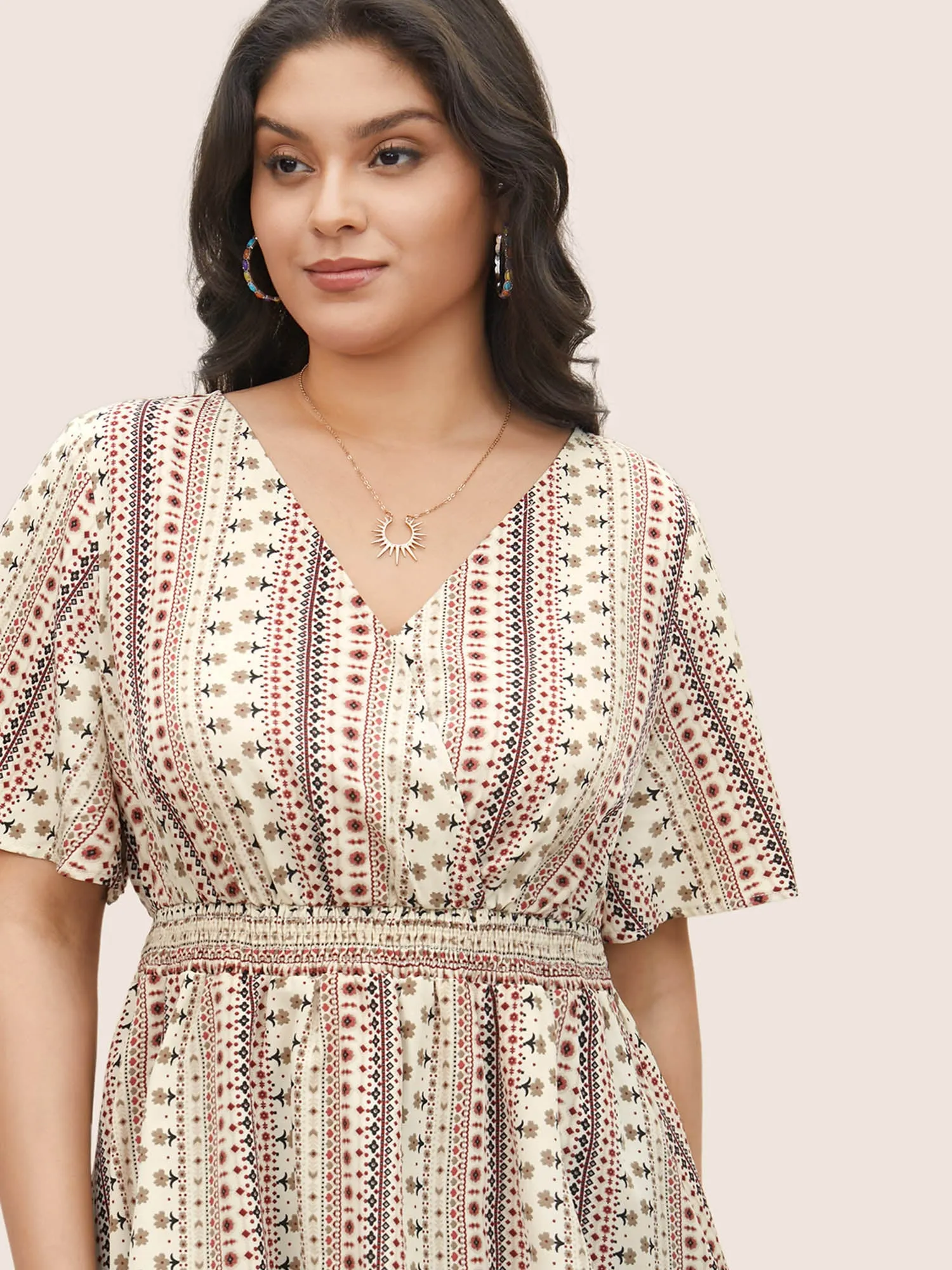 Ditsy Floral Surplice Neck Shirred Blouse sold by Bloomchic product image thumbnail 4