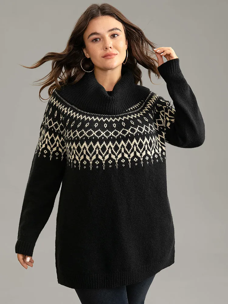 Bandana Print Turtle Neck Elastic Cuffs Pullover sold by Bloomchic