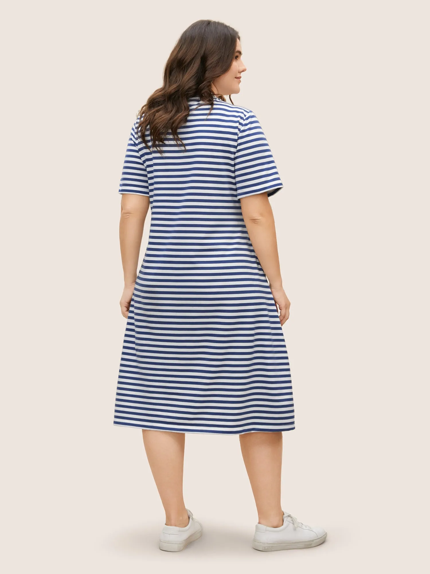 Contrast Striped Button Detail Midi Dress sold by Bloomchic product image thumbnail 3
