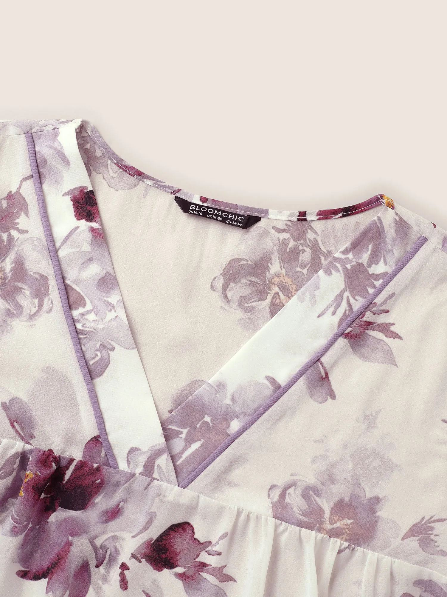 Chiffon Floral Gathered Ruffle Sleeve Sleep Dress sold by Bloomchic product image thumbnail 5