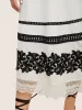 V Neck Contrast Lace Trim Ruffles Shirred Dress sold by Bloomchic