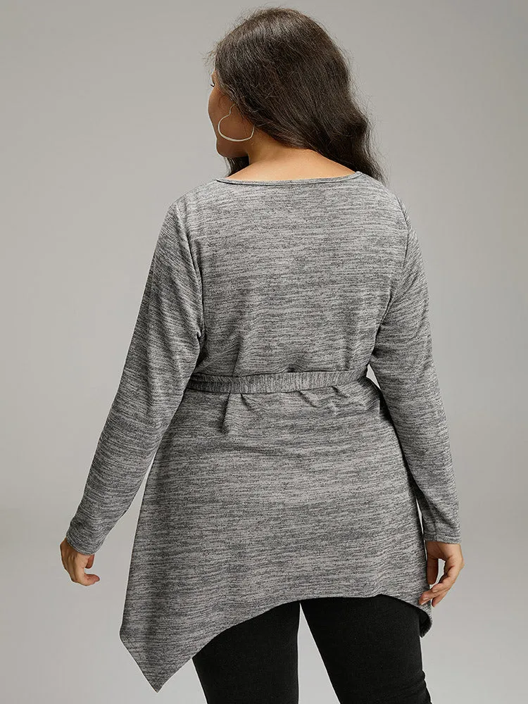Solid Heather Belted Hanky Hem T-shirt sold by Bloomchic product image thumbnail 2
