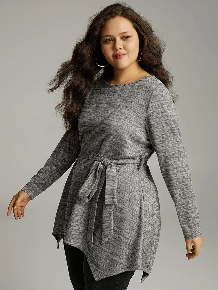 Solid Heather Belted Hanky Hem T-shirt sold by Bloomchic product image thumbnail 3