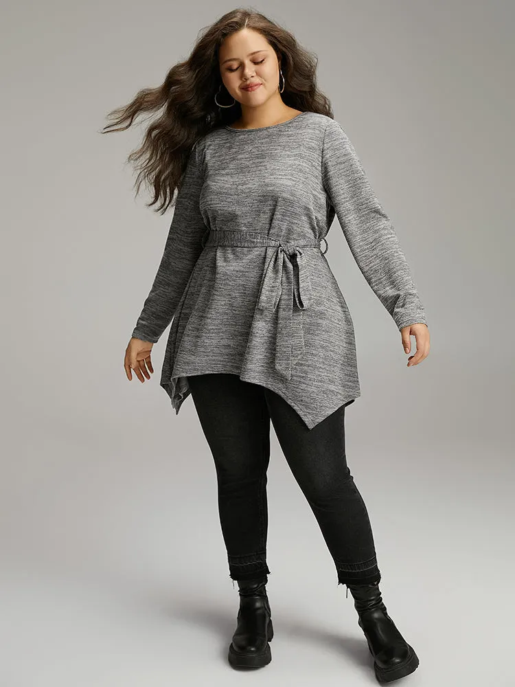 Solid Heather Belted Hanky Hem T-shirt sold by Bloomchic product image thumbnail 4