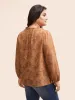 Plain Textured Frill Trim Tie Knot Blouse sold by Bloomchic