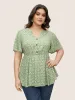 Ditsy Floral Notched Button Detail Blouse sold by Bloomchic