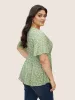 Ditsy Floral Notched Button Detail Blouse sold by Bloomchic