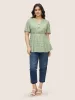 Ditsy Floral Notched Button Detail Blouse sold by Bloomchic