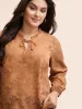 Plain Textured Frill Trim Tie Knot Blouse sold by Bloomchic