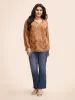 Plain Textured Frill Trim Tie Knot Blouse sold by Bloomchic