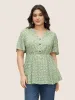 Ditsy Floral Notched Button Detail Blouse sold by Bloomchic