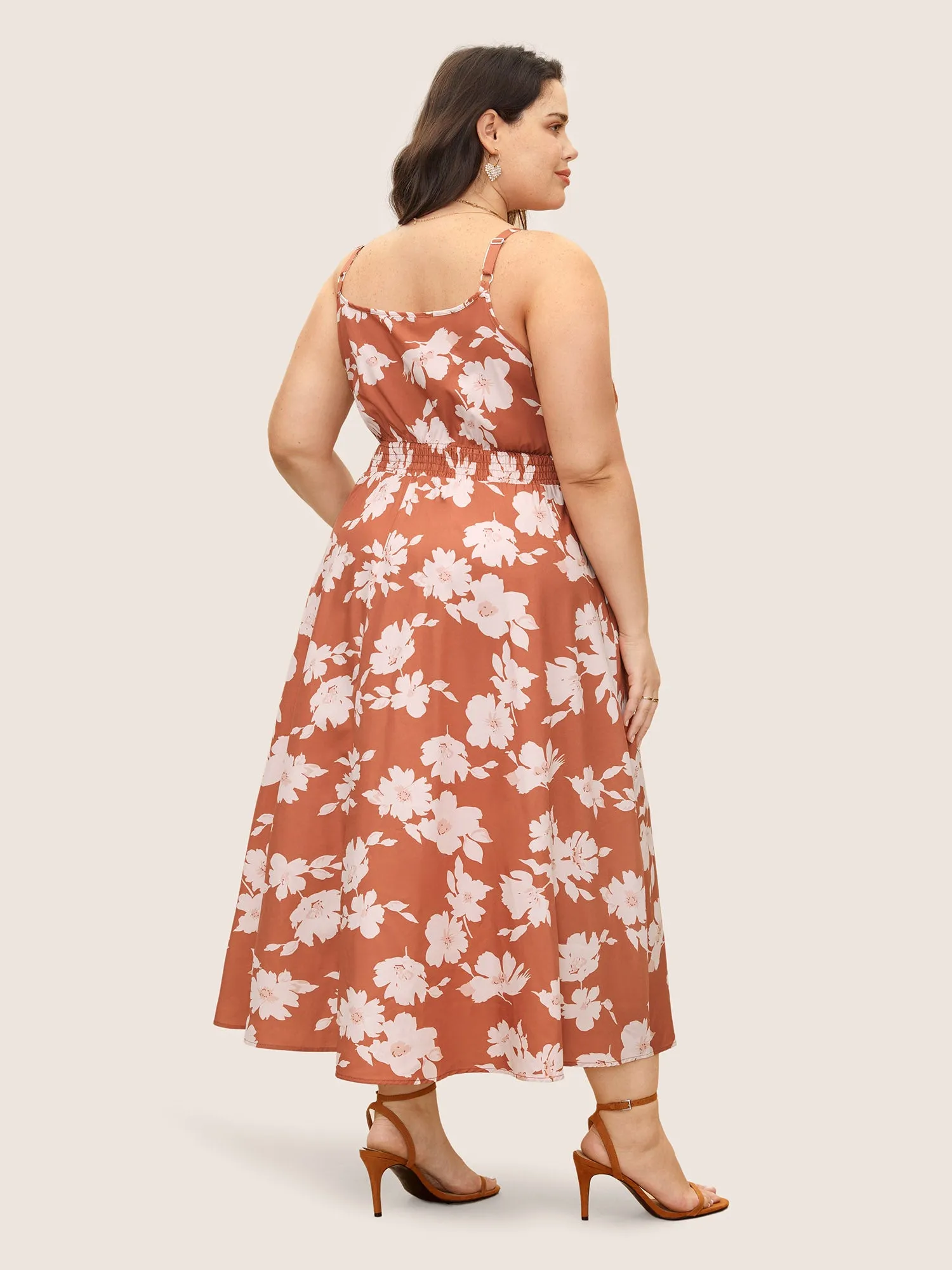 Floral Print Wrap Shirred Split Front Dress sold by Bloomchic product image thumbnail 3