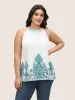 Boho Print Round Neck Cut Out Tank Top sold by Bloomchic