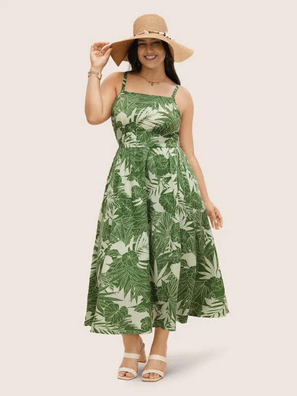 Tropical Print Adjustable Straps Maxi Dress sold by Bloomchic