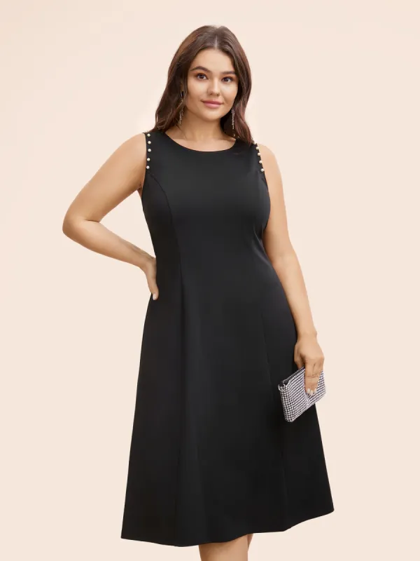Crew Neck Pearl Beaded Tank Dress sold by Bloomchic