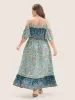 Floral Print Pocket Keyhole Ruffles Cold Shoulder Maxi Dress sold by Bloomchic