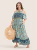 Floral Print Pocket Keyhole Ruffles Cold Shoulder Maxi Dress sold by Bloomchic