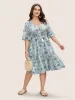 Boho Print Tassels Trim Flutter Sleeve Dress sold by Bloomchic