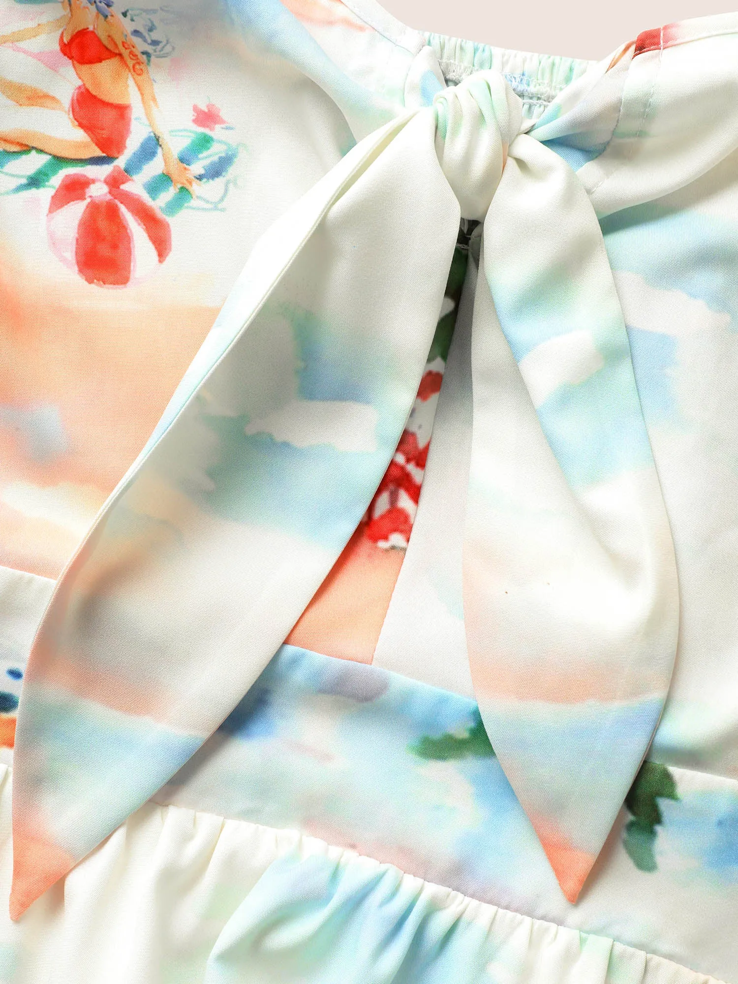 V Neck Tropical Print Tie Knot Midi Dress sold by Bloomchic product image thumbnail 5