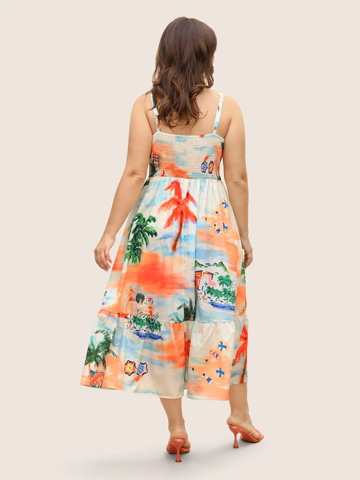 V Neck Tropical Print Tie Knot Midi Dress sold by Bloomchic product image thumbnail 3