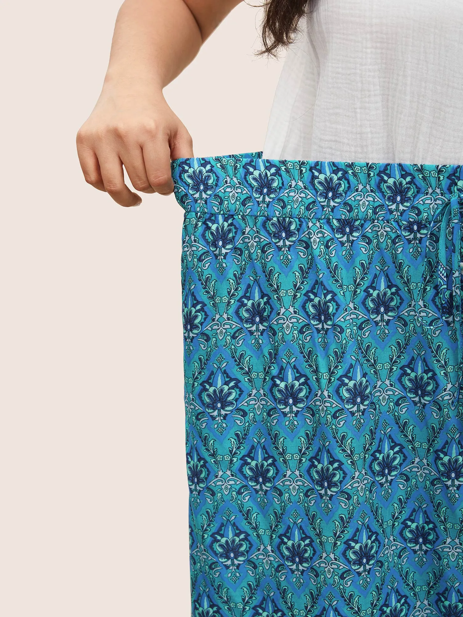 Boho Print Elastic Waist Button Detail Skirt sold by Bloomchic product image thumbnail 4