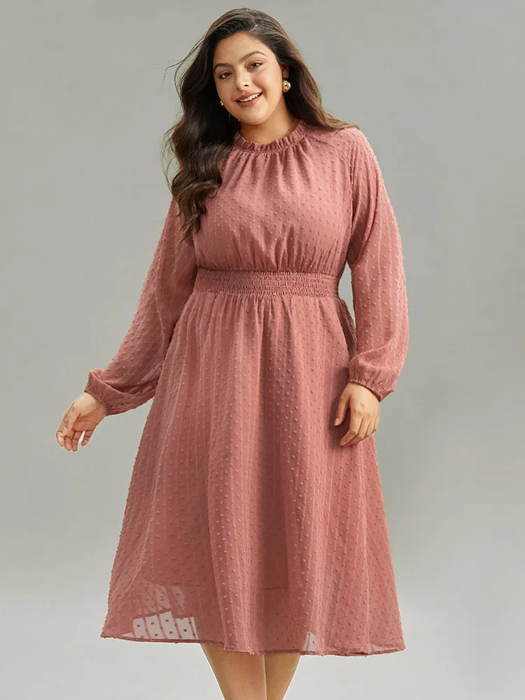 Polka Dot Shirred Mock Neck Dress sold by Bloomchic product image thumbnail 4