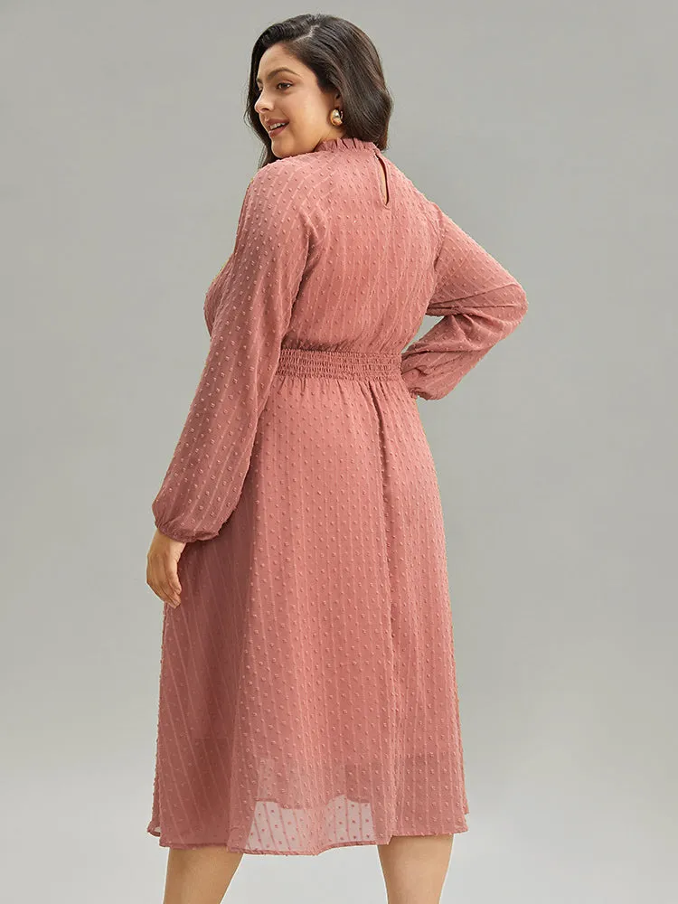 Polka Dot Shirred Mock Neck Dress sold by Bloomchic product image thumbnail 3