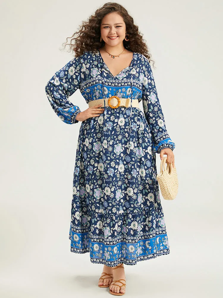 Floral Print Pocket Knot Neck Dress sold by Bloomchic product image thumbnail 4