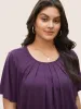 Solid Plicated Detail Flutter Sleeve T-shirt sold by Bloomchic