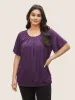 Solid Plicated Detail Flutter Sleeve T-shirt sold by Bloomchic