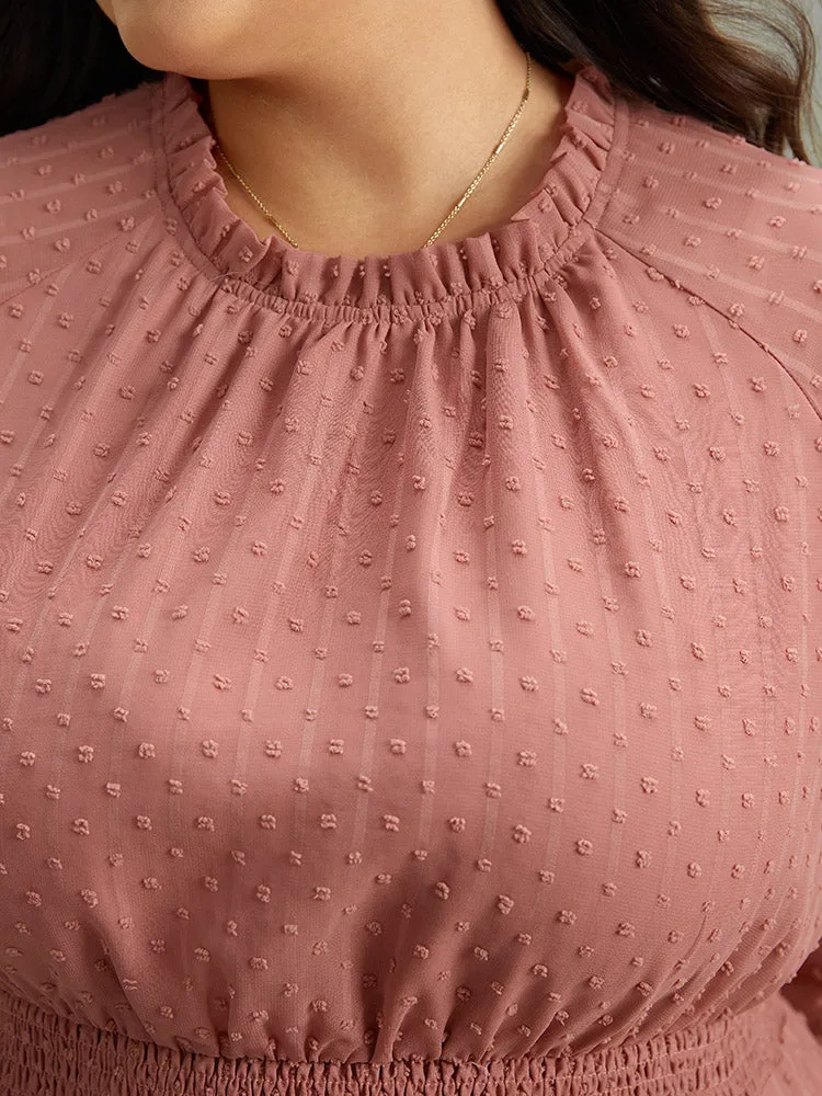 Polka Dot Shirred Mock Neck Dress sold by Bloomchic product image thumbnail 5