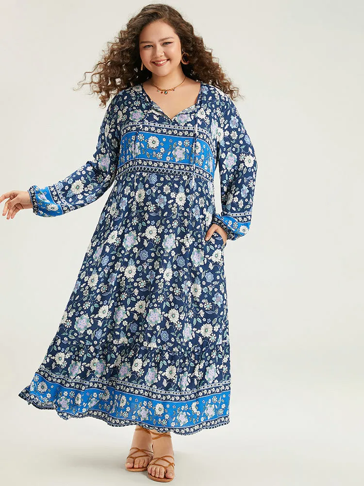 Floral Print Pocket Knot Neck Dress sold by Bloomchic product image thumbnail 5