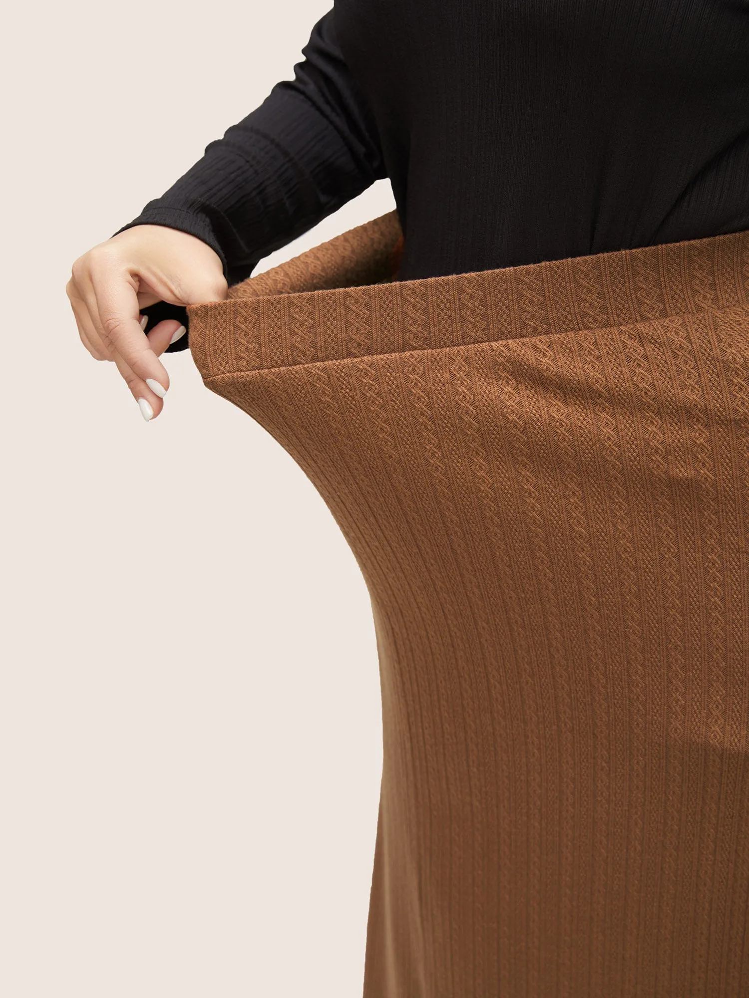 A Line Elastic Waist Knit Jacquard Skirt sold by Bloomchic product image thumbnail 4