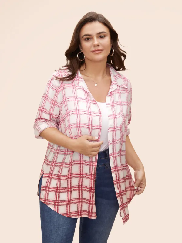 Plaid Pleated Button Down Blouse sold by Bloomchic