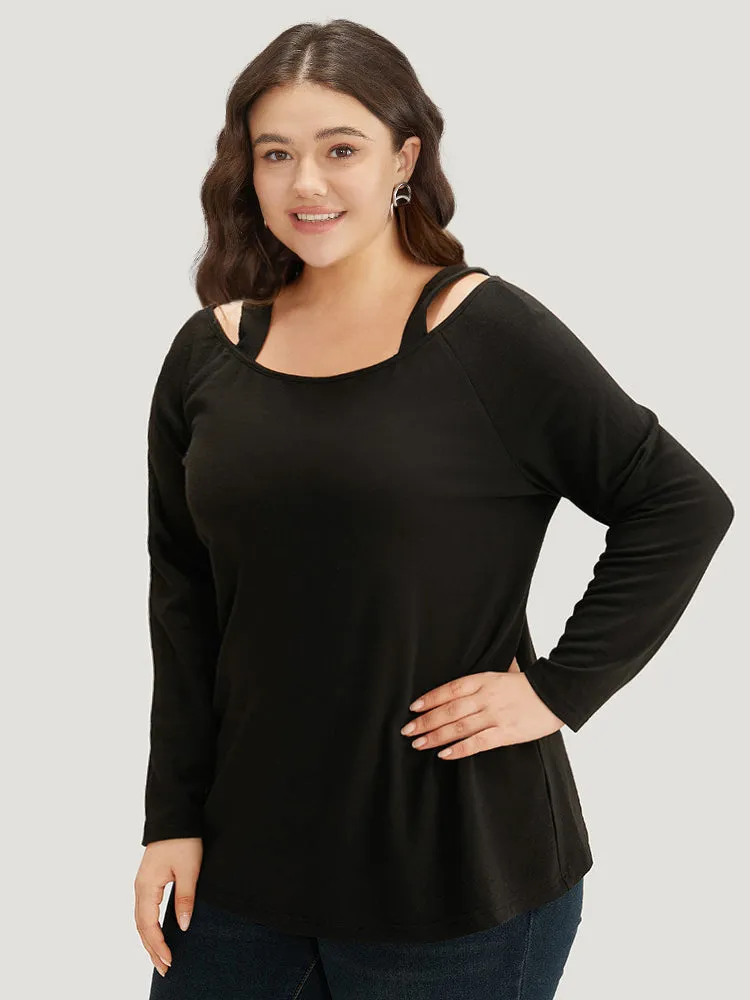 Supersoft Essentials Solid Cold Shoulder Sweatshirt sold by Bloomchic product image thumbnail 3