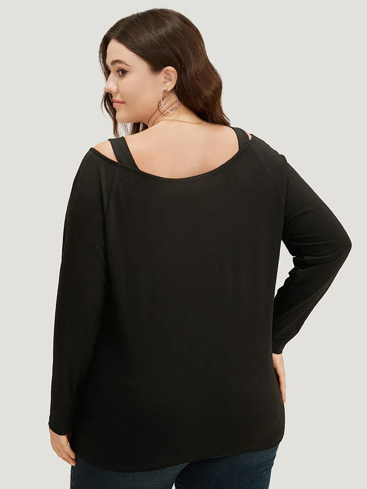 Supersoft Essentials Solid Cold Shoulder Sweatshirt sold by Bloomchic product image thumbnail 2