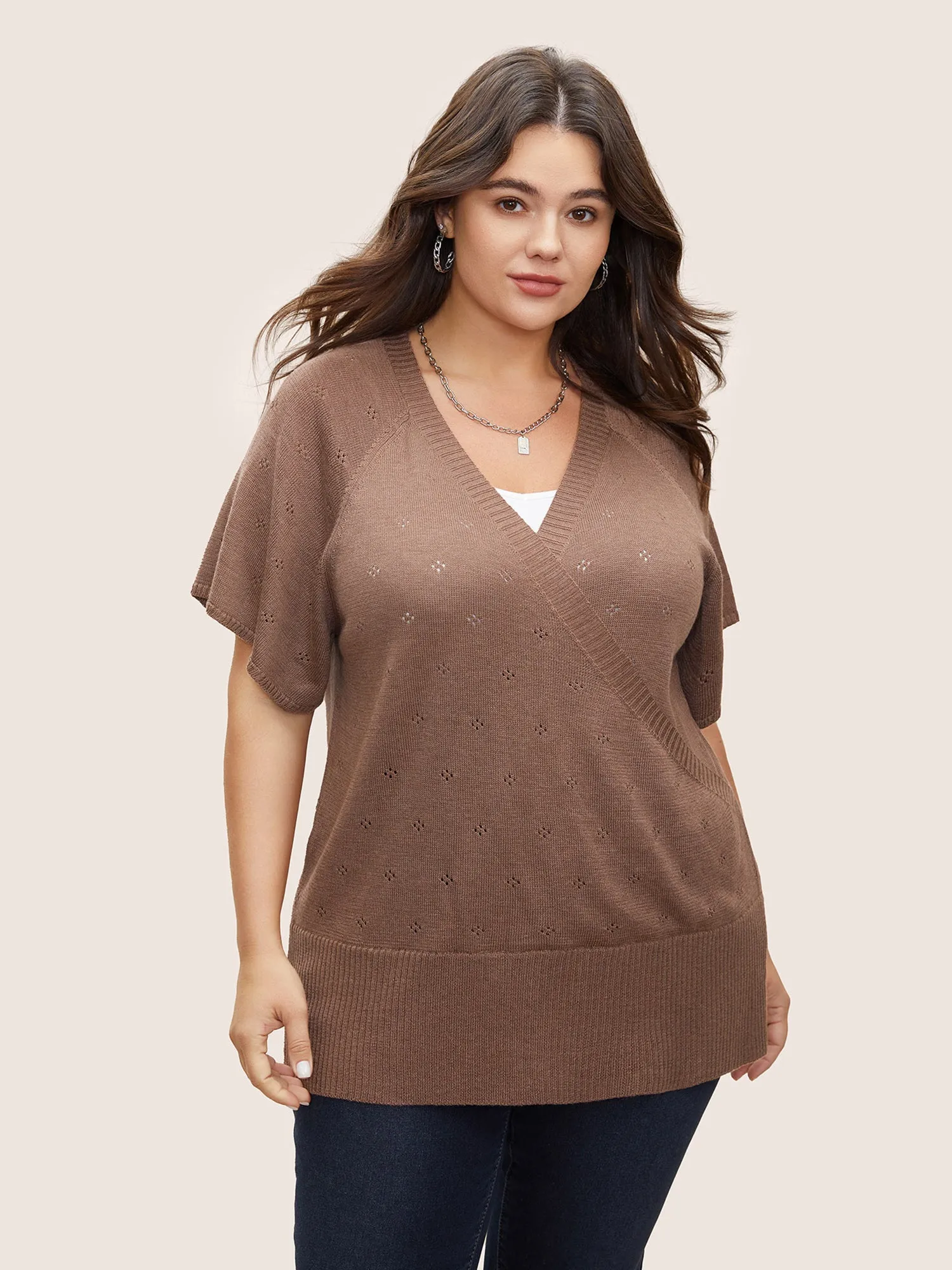 Supersoft Essentials Wrap Split Hem Pullover sold by Bloomchic