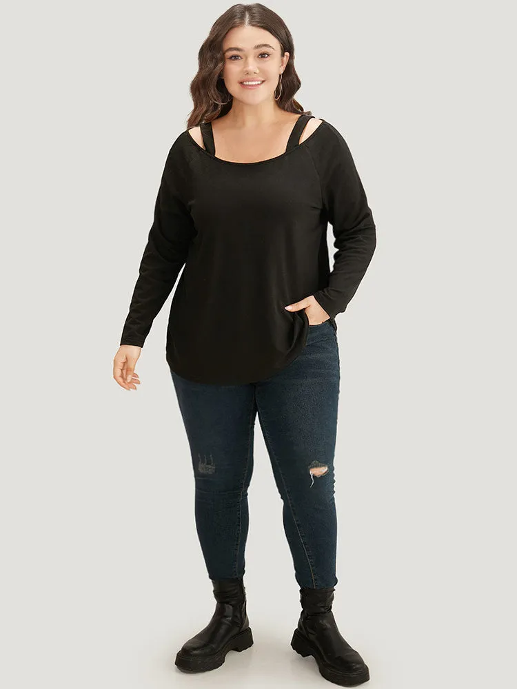 Supersoft Essentials Solid Cold Shoulder Sweatshirt sold by Bloomchic product image thumbnail 5