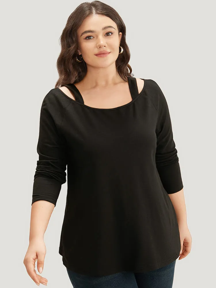 Supersoft Essentials Solid Cold Shoulder Sweatshirt sold by Bloomchic
