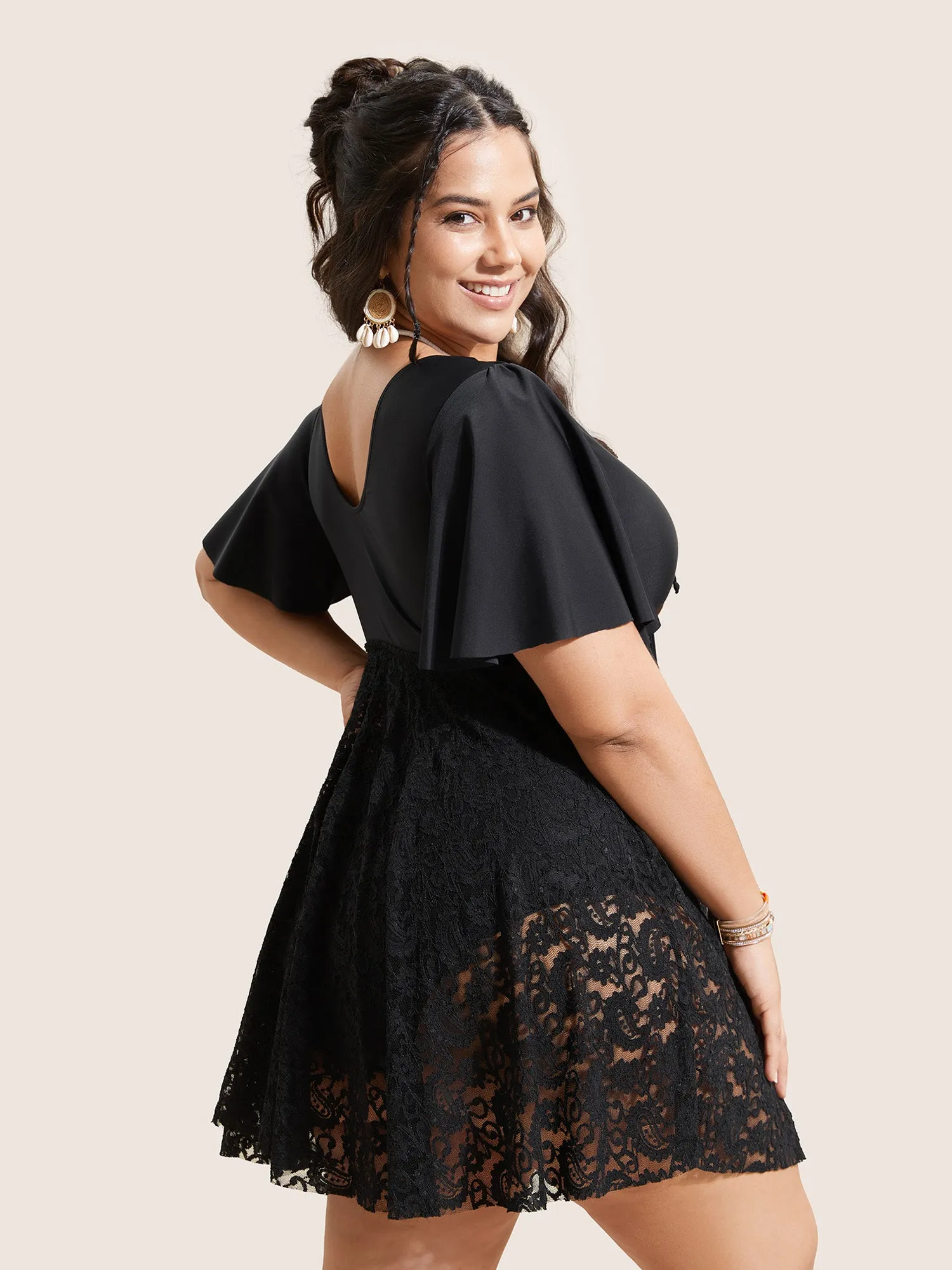 Crochet Lace Mesh Drawstring Swim Dress sold by Bloomchic product image thumbnail 2