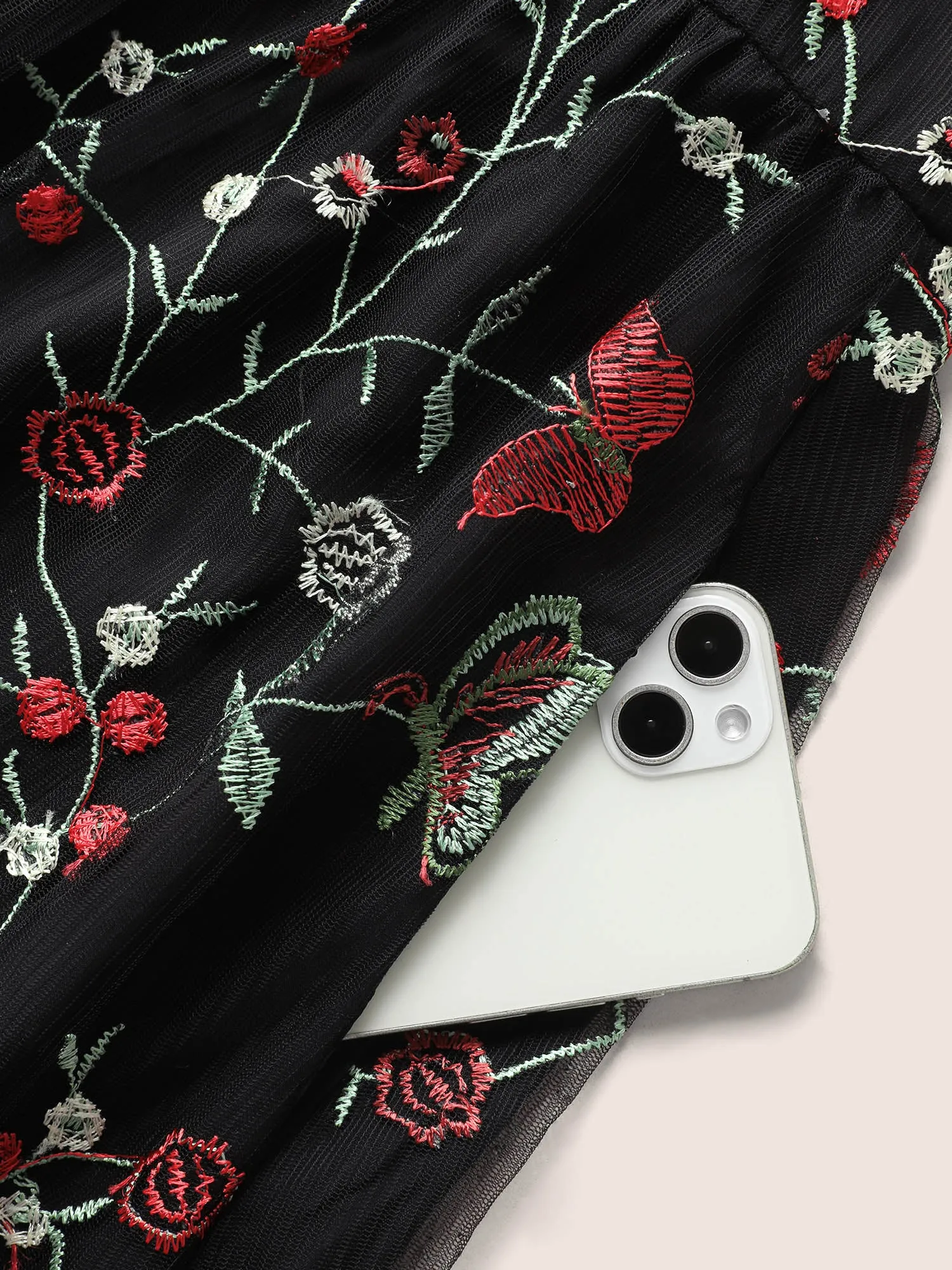 Square Neck Mesh Embroidered Cami Dress sold by Bloomchic product image thumbnail 5