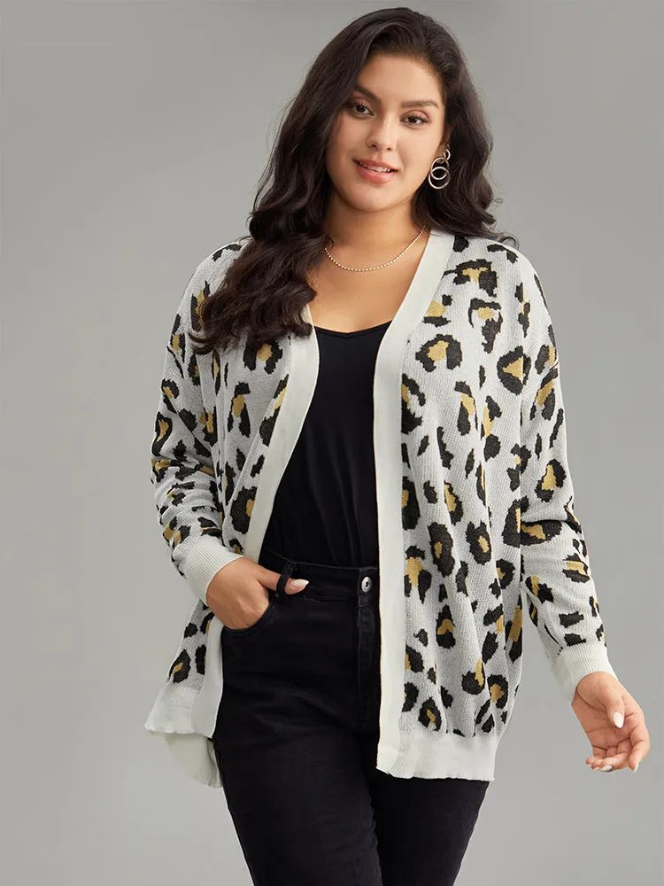 Leopard Print Elastic Cuffs Cardigan sold by Bloomchic