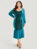 Halloween Sequin Patchwork Mermaid Hem Dress sold by Bloomchic