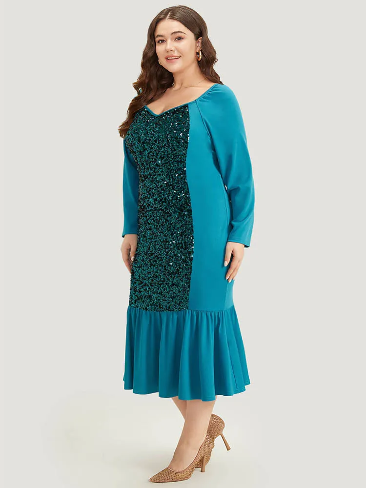 Halloween Sequin Patchwork Mermaid Hem Dress sold by Bloomchic product image thumbnail 3