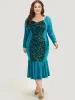 Halloween Sequin Patchwork Mermaid Hem Dress sold by Bloomchic